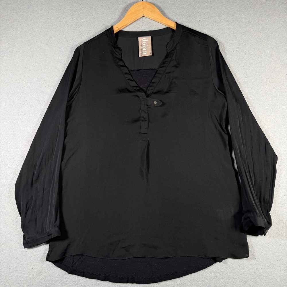 Dolan Left Coast Collection Black Mixed Media V-Neck Blouse Small 17465P